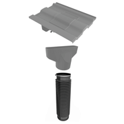 An image of a Timloc Flexi Pipe and Clamp highlighting where it is fitted between a tile vent and an adaptor 