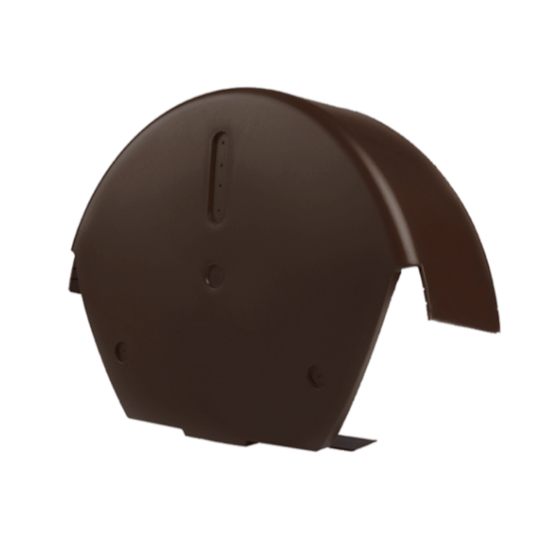An image of a Universal dry fix half round ridge end cap Brown.