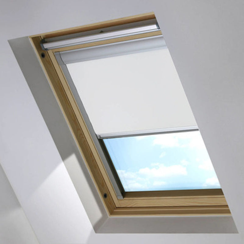 An image showing a VELUX Blackout Blind 1052S MK06 in White shown from the inside of the room.