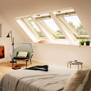 An image showing a VELUX Blackout Blind 1052S MK06 in White shown from the inside of the room.