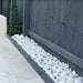 An image of White Cobbles 40-90mm and what they look like when laid as part of a border