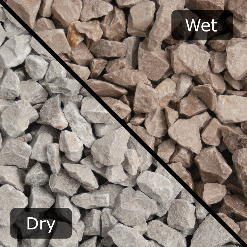 An image of White Limestone and what it looks like when wet and dry