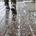 Image of White Rock Salt, spread onto a footpath to show how it can be used.