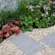 An image showing Yorkshire Cream Aggregates / stones when dry and laid as part of a patio.