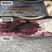 An image of the Before / During and after use of Azpects EASYCare EASY4Rust 500ml and how it removed rust from stone