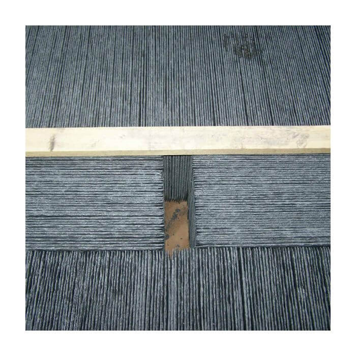 A close-up view of a Benuza Blue heavy slate roofing material with visible thickness and texture.