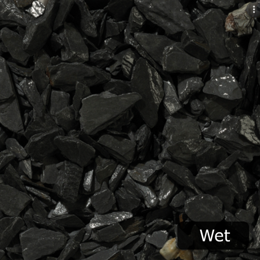 An image of Charcoal Slate Stone Chippings when they are wet