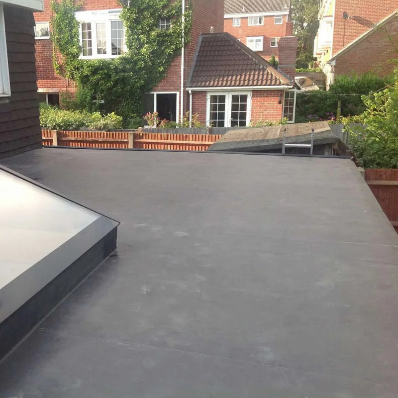 An image showing a flat roof fitted with Classicbond 1.2mm EPDM Rubber Roofing Membrane.