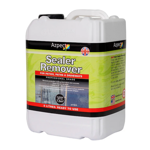 An image of Easy Care sealer remover for patios, paths and driveways. It is in a white bottle with green label against a white background