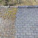 An image of Everbuild Patio Wizard used to remove Algae and moss from a slate roof.