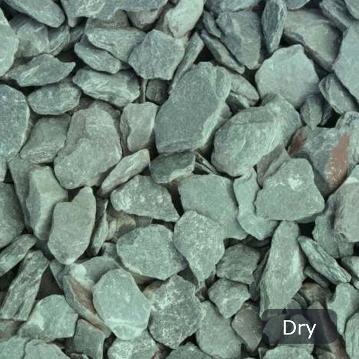 An image of Green Slate stone Aggregates and how they look dry