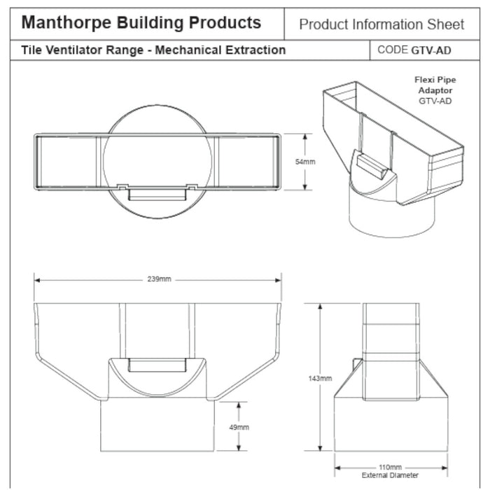 Manthorpe Flexi Pipe Adaptor (GTV-AD)