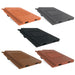 An image of Manthorpe Non-Profile-Tile Vents in five colours. Terracotta, Brown, Antique Red, Black and Slate Grey.