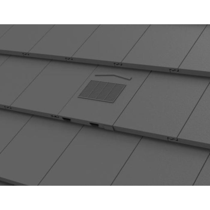 An image of Manthorpe non-profile Tile Vent in Grey on a roof to show the finish.