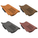 An image of Manthorpe Single Pantile Tile Vents in four colours. Terracotta, Brown, Antique Red and Slate Grey.