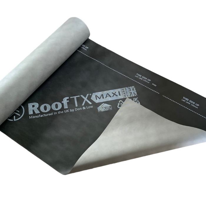 An image of Don & Low Daltex roofing membrane slightly unrolled to show the colour of the back.